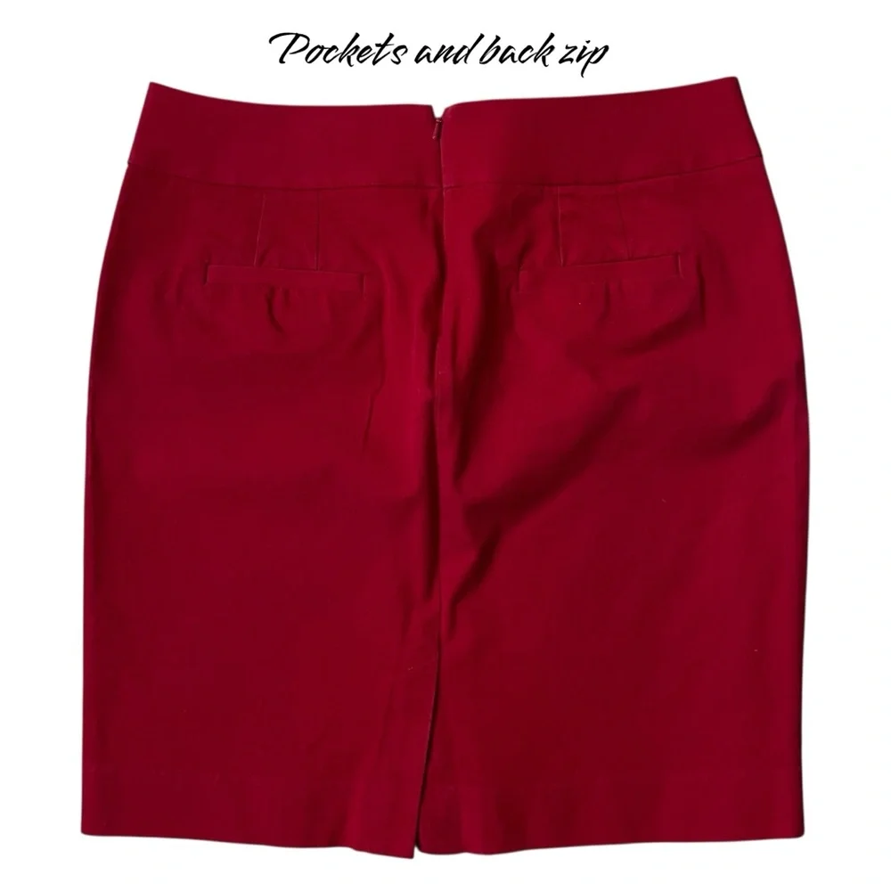 Banana Republic Red‎ Mini Skirt Size 16 Cotton Blend Back Slit Career Office